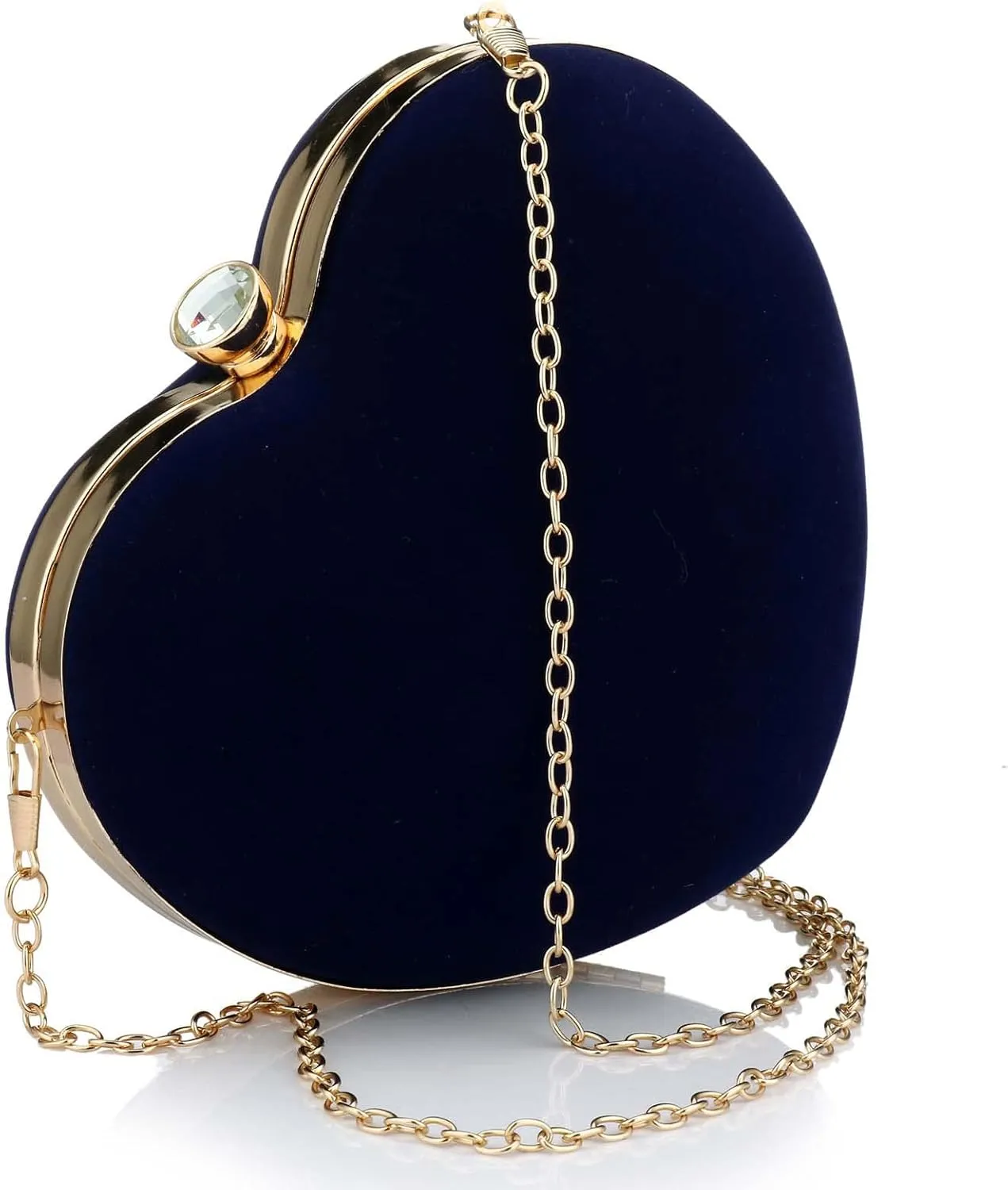Womens Velour Heart Clutch Bag Vintage Shoulder Handbag Ladies Elegant Purse for Wedding Evening