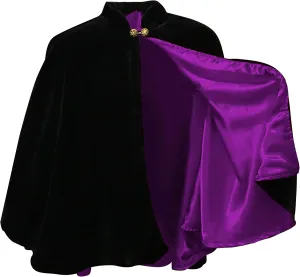 Women's Velvet Satin Lined Capelet Elegant Halloween Cosplay Cloak Cape, Wedding, Ren Faire