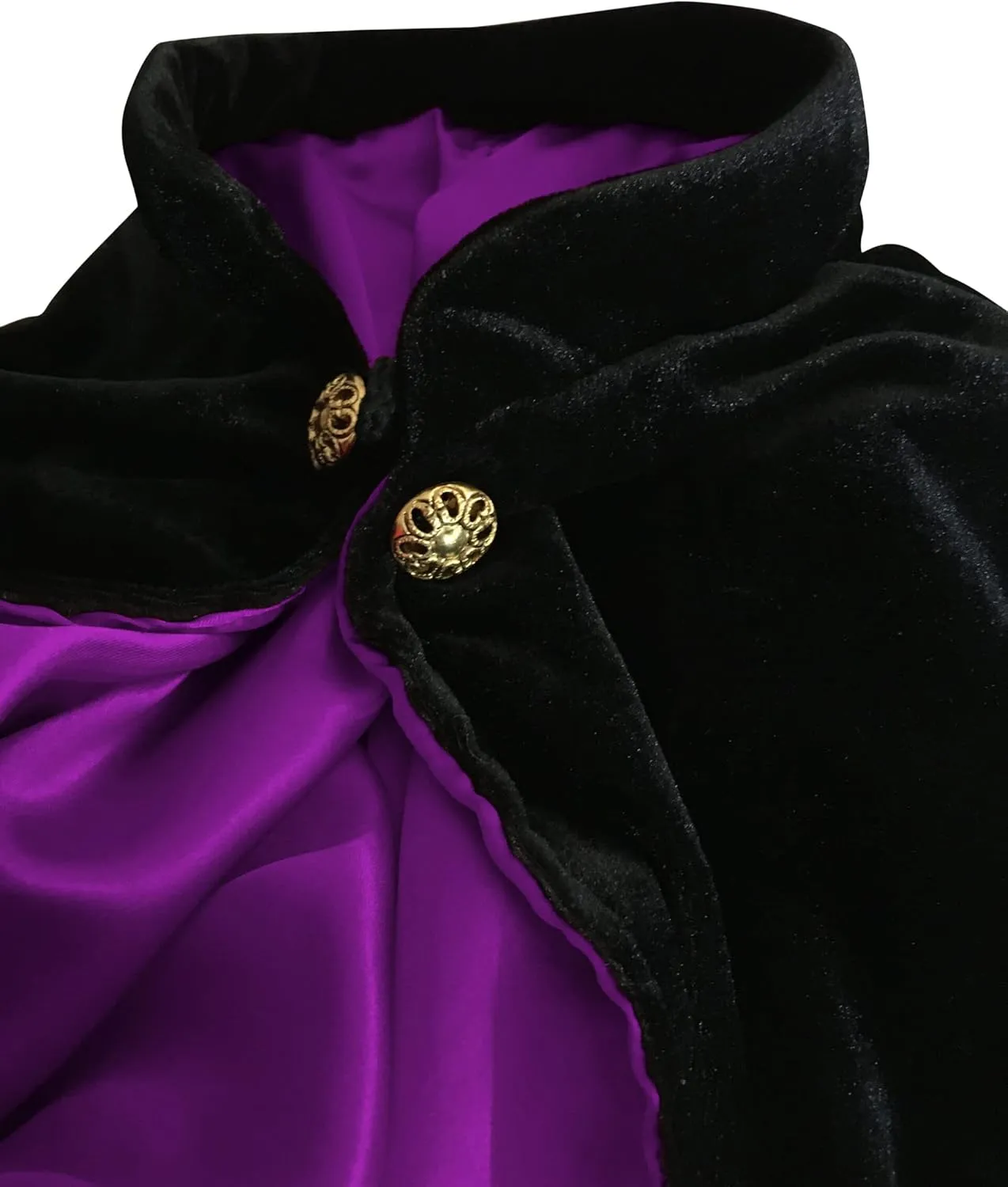 Women's Velvet Satin Lined Capelet Elegant Halloween Cosplay Cloak Cape, Wedding, Ren Faire