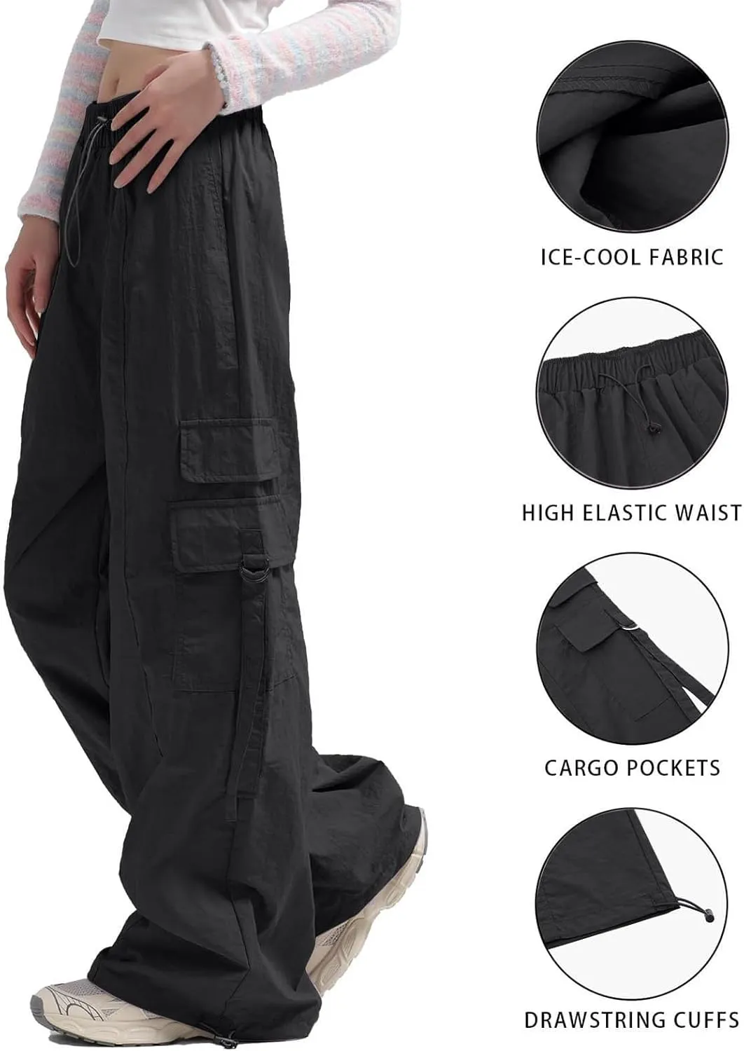 Womens Wide Leg Sweatpants Winter Silk Beach Leggings with Pockets Solid Color Elastic Waist