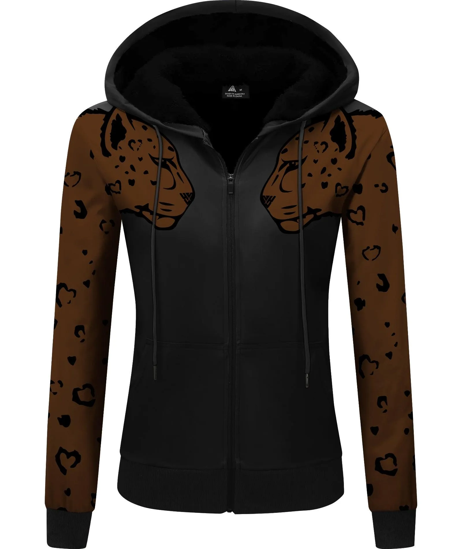 Women's Winter Leopard Printed Fleece Hoodie-ZPK006189