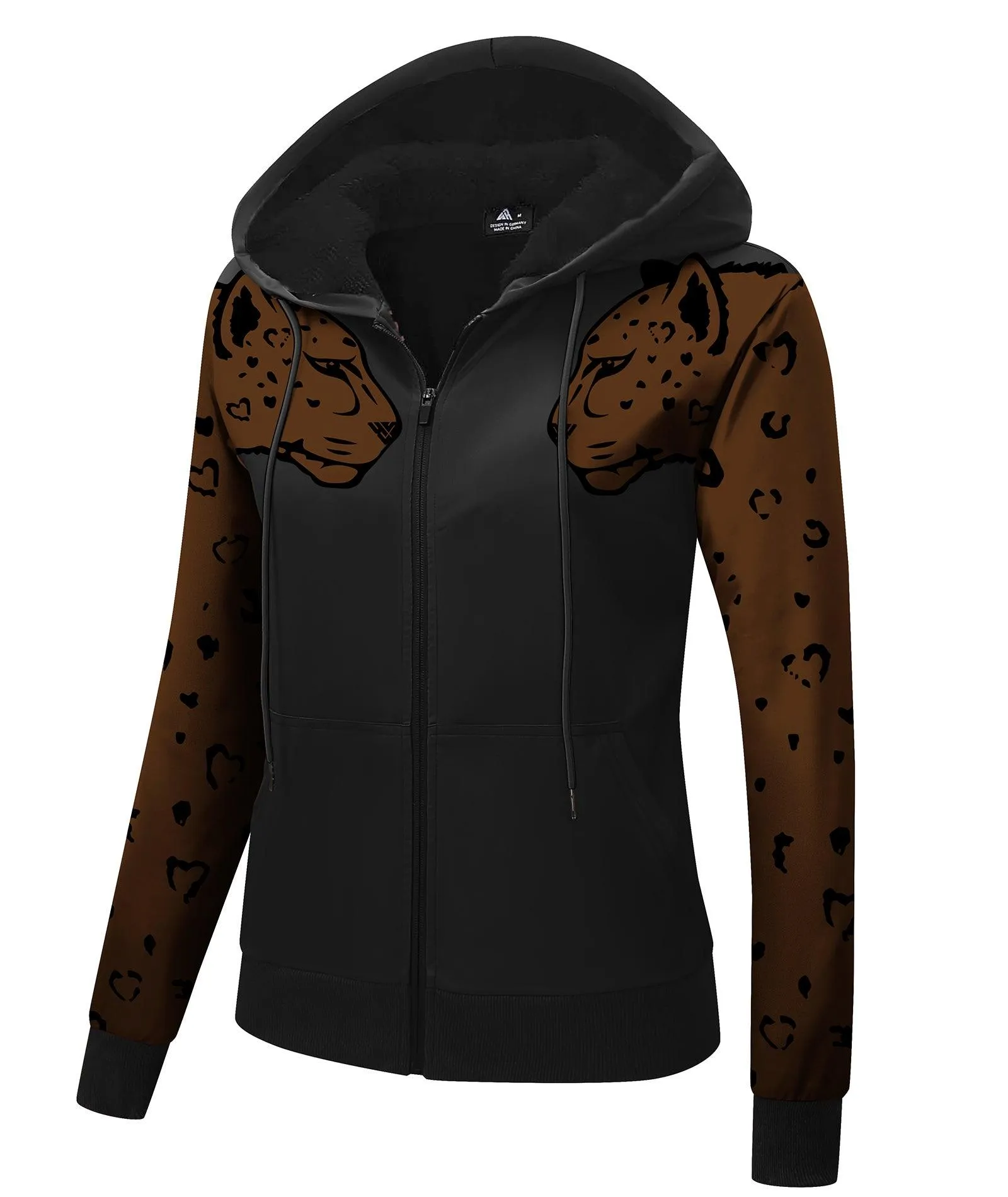 Women's Winter Leopard Printed Fleece Hoodie-ZPK006189