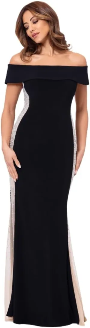 Xscape Women's Off The Shoulder Beaded Bodycon Formal Maxi Dress