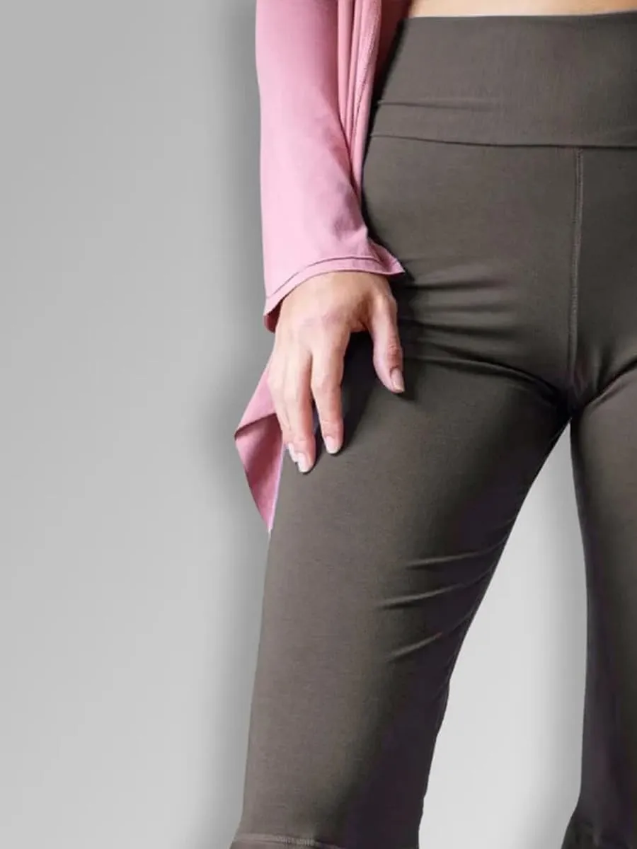 Y2k Capri Pants for Women Trendy Lace Ruffle Hem Flare Leggings Bell Bottom Skinny Gingham Cropped Bloomer Trousers