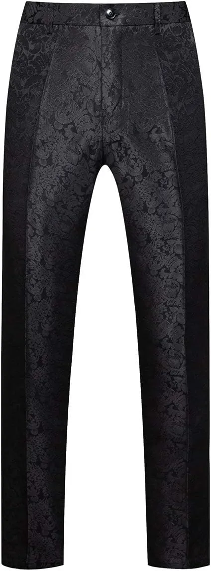 YFFUSHI Men's Elegant Jacquard 3 Piece Suit Shawl Lapel Slim Fit Tuxedo Set
