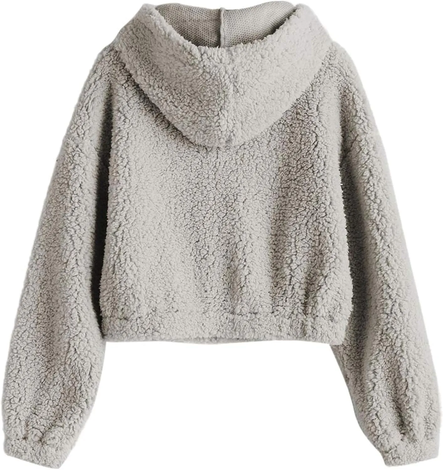 ZAFUL Women's Hooded Zip Up Faux Shearling Fluffy Teddy Jacket Coat