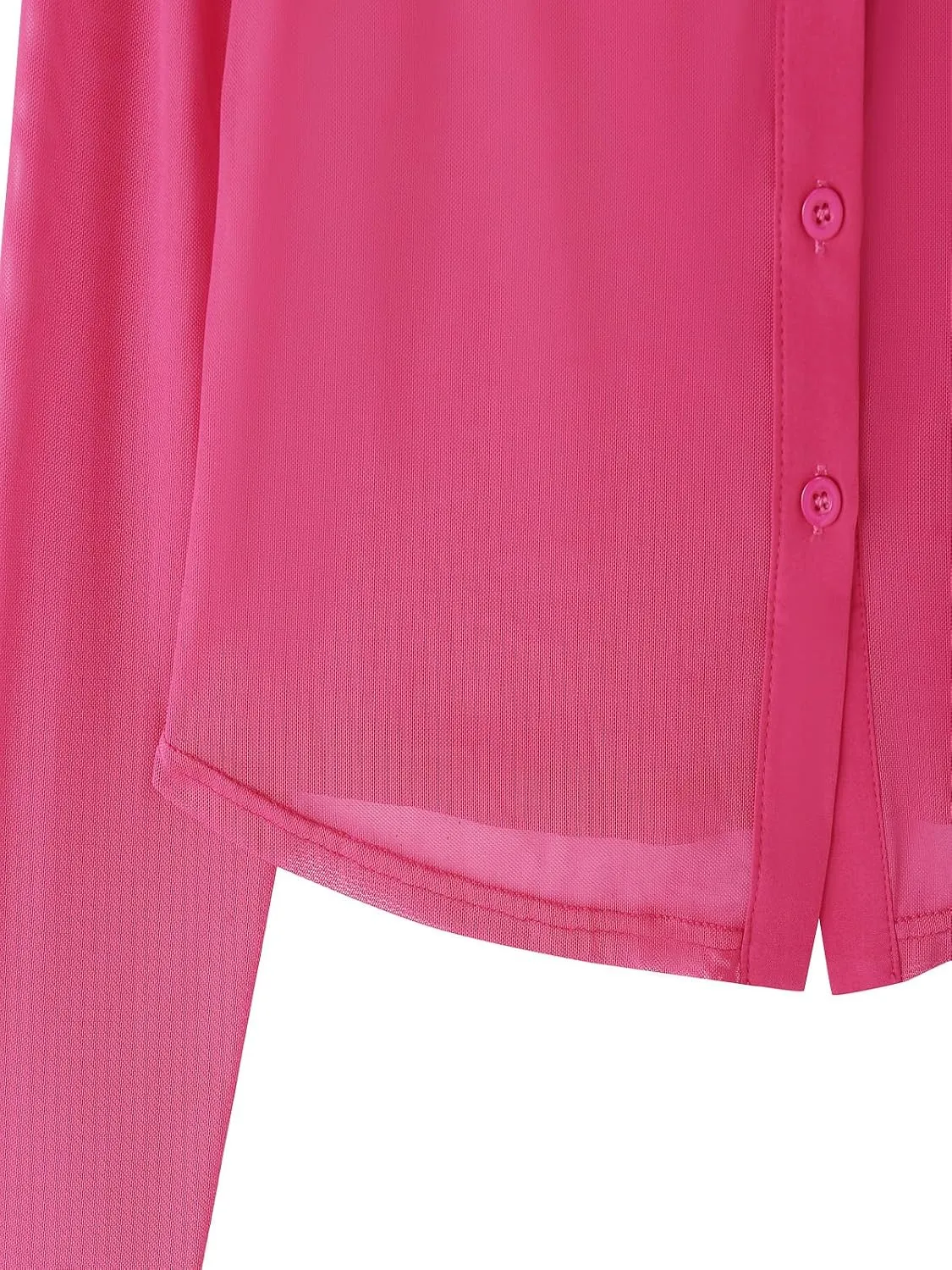 ZANZEA Women's Sexy Mesh Shirt Sheer Button Up Blouse See Through Long Sleeve Crop Top