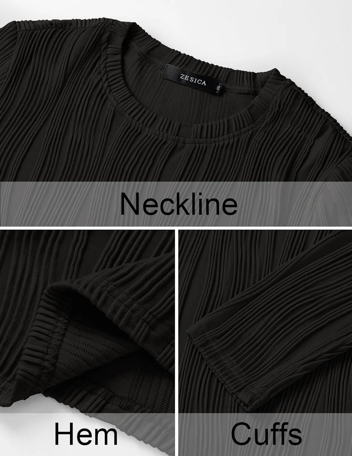 ZESICA Long Sleeve Shirts for Women Tops Fall Fashion Trendy Slim fit Textured Tshirts