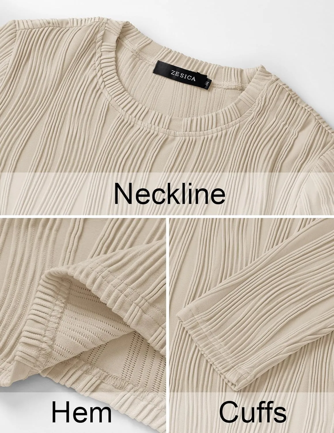 ZESICA Long Sleeve Shirts for Women Tops Fall Fashion Trendy Slim fit Textured Tshirts