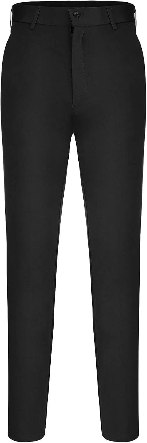 ZYXTIM Mens Business Casual Pants Slim Fit Stretch Wrinkle-Resistant Workday Flat Front Chino Pant Classic-Fit Dress Pants