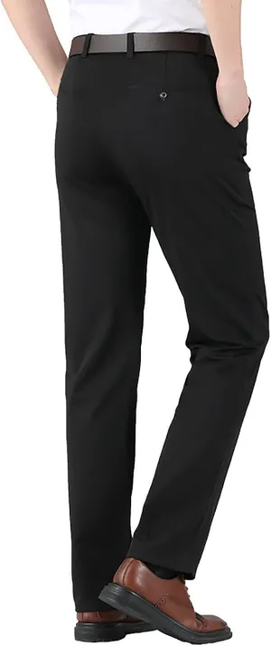 ZYXTIM Mens Business Casual Pants Slim Fit Stretch Wrinkle-Resistant Workday Flat Front Chino Pant Classic-Fit Dress Pants